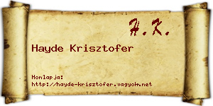 Hayde Krisztofer névjegykártya